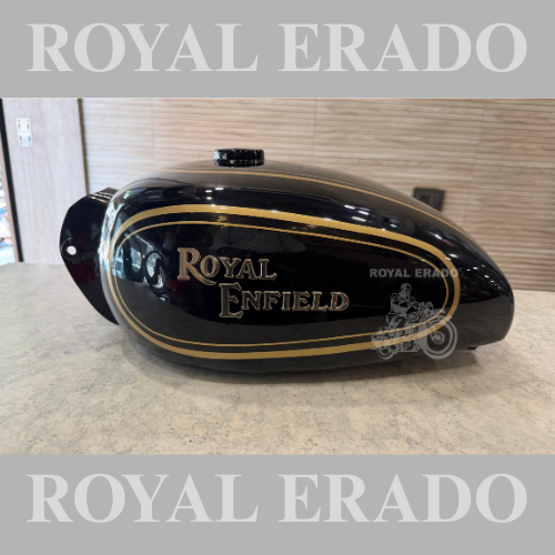 Royal Enfield old model vintage G2 1962 Bullet 350 cc black tank with gold lining, with a golden pin strip tank for Classic Electra Standard.