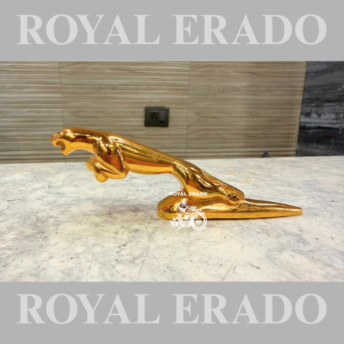 Jaguar in golden-coated brass for the front mudguard of Royal Enfield Vintage. g2 1962 bullet 350, Reborn Classic 350, BATTALION STANDARD, CLASSIC ROYAL ENFIELD, Electra, STANDARD, SUPER METEOR 650, Meteor 350