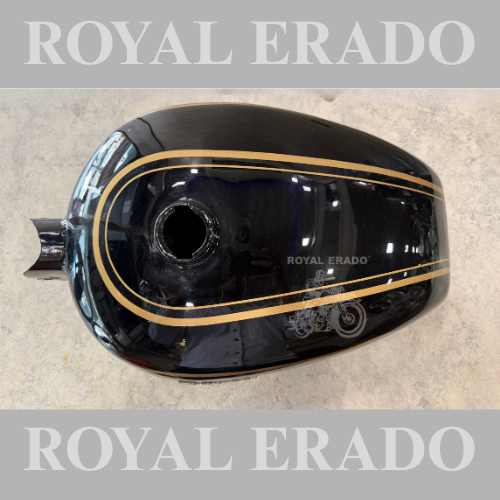 Royal Enfield old model vintage G2 1962 Bullet 350 cc black tank with gold lining, with a golden pin strip tank for Classic Electra Standard.