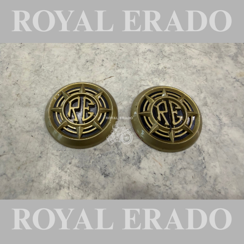 Royal Enfield Goan Classic tank logo emblem monogram in gold with double-sided tape for Classic Electra standard, Reborn Classic New battalion Standard Hunter 350 Meteor 350 Super Meteor 350, Thunderbird, Shortgun 650.