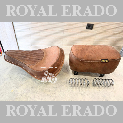 Royal Enfield brown leather seat, vintage G2 1962 old model style for Classic Electra Standard.