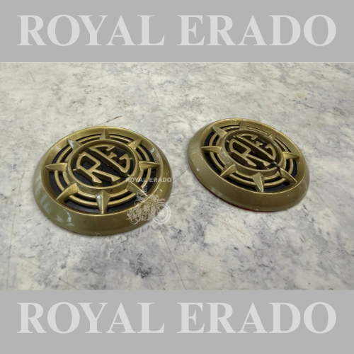 Royal Enfield Goan Classic tank logo emblem monogram in gold with double-sided tape for Classic Electra standard, Reborn Classic New battalion Standard Hunter 350 Meteor 350 Super Meteor 350, Thunderbird, Shortgun 650.