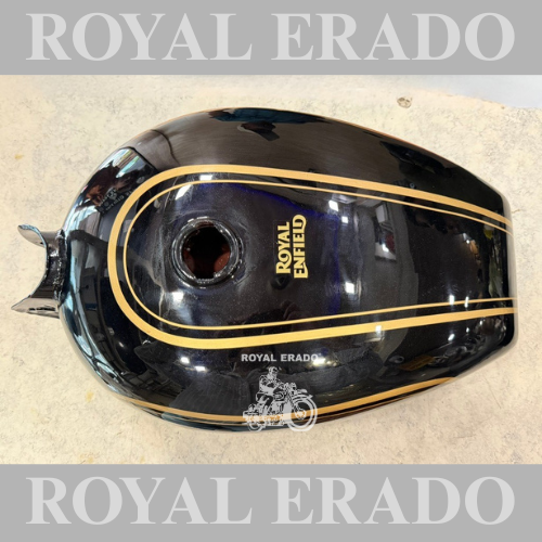 Royal Enfield Vintage style G2 1962 old model bullet 350 Classic Electra Standard Tank in Black with Golden lining before 2012 model.