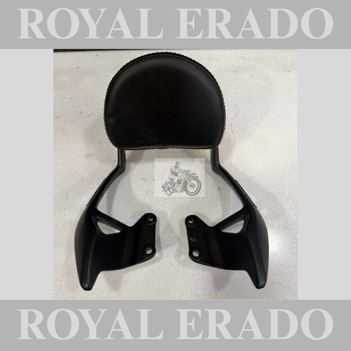 Royal Enfield Hunter 350 backrest in black with cushion and in aluminium