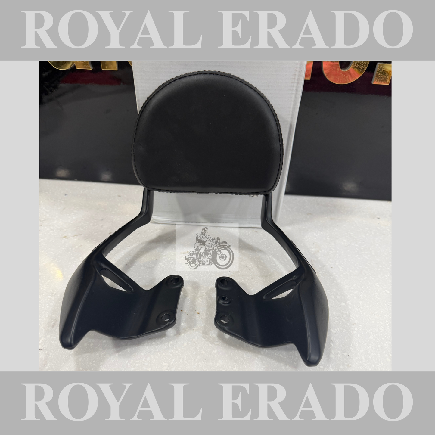 Royal Enfield Hunter 350 backrest in black with cushion and in aluminium