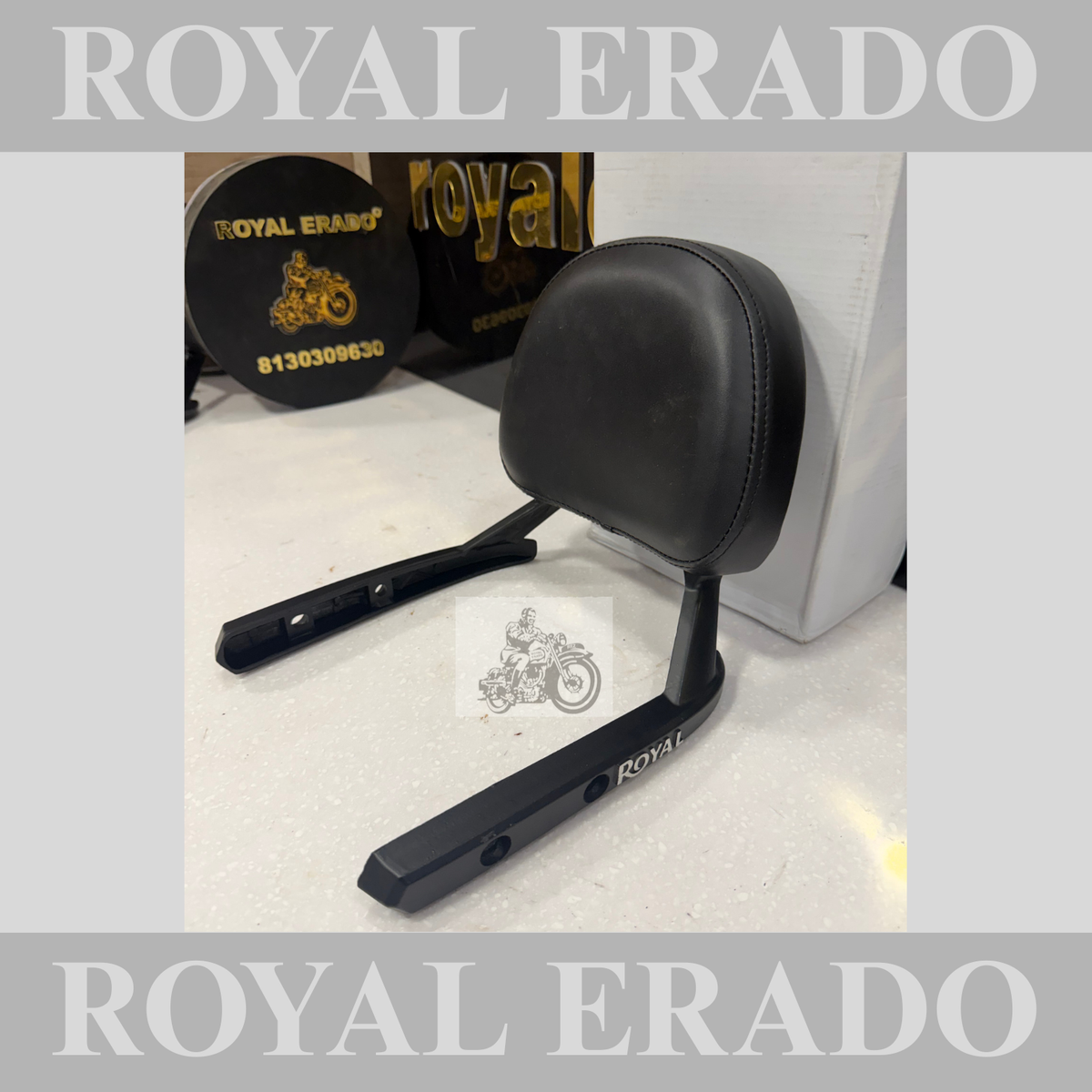 Royal Enfield Reborn Classic 350 & new battalion standard backrest in black with cushion and in aluminium
