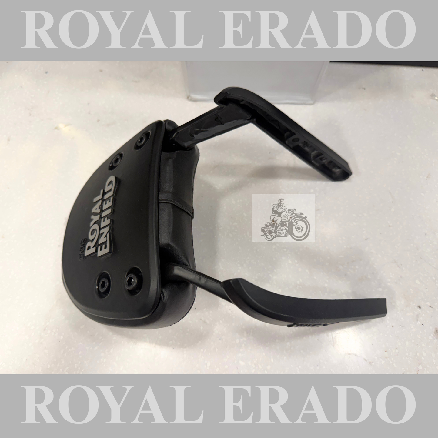 Royal Enfield Meteor 350 backrest in black with cushion and in aluminium