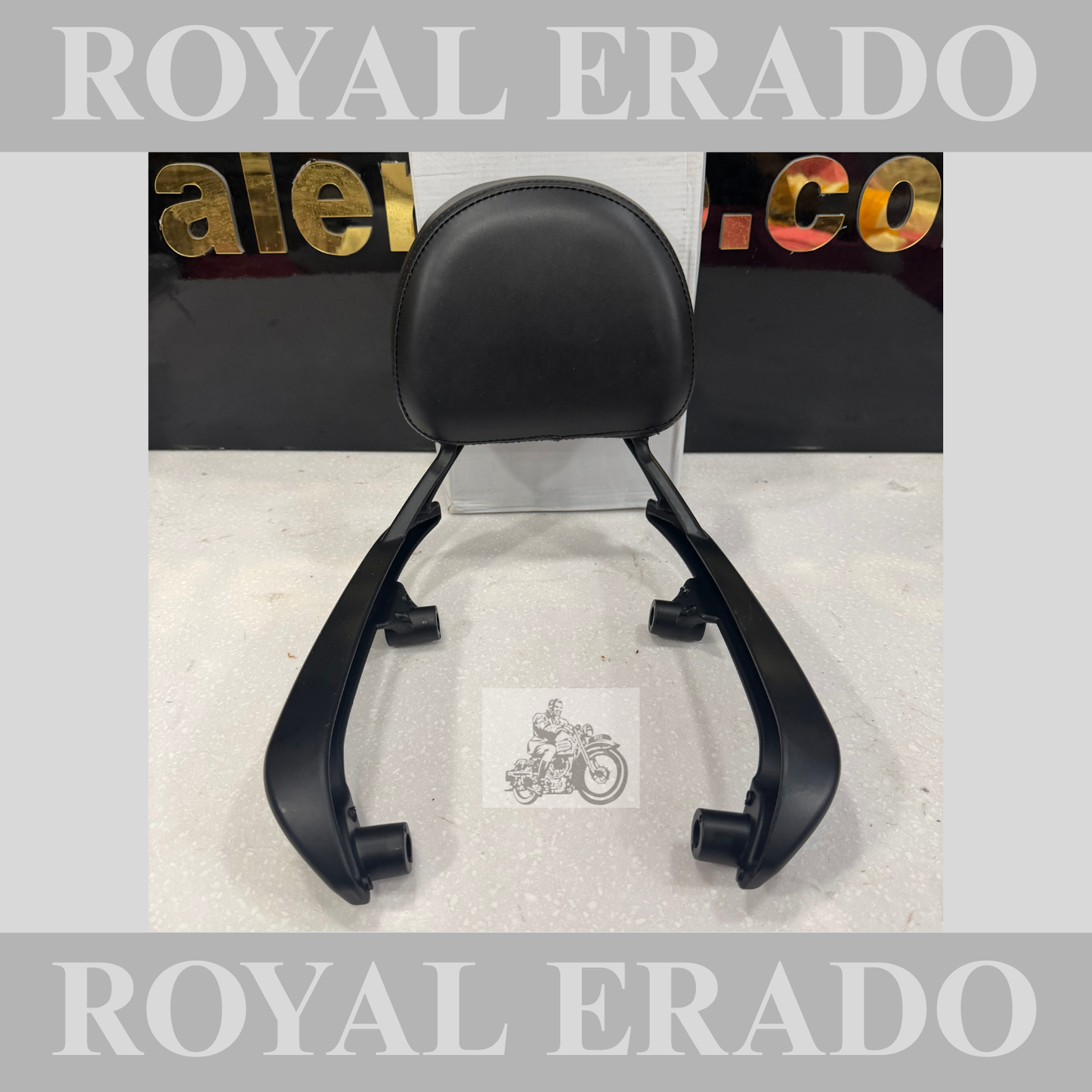 Royal Enfield Meteor 350 backrest in black with cushion and in aluminium