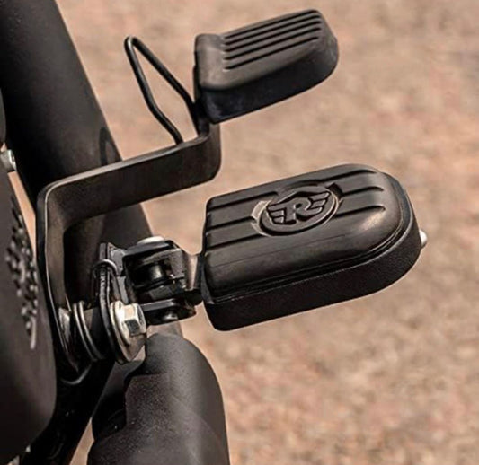 FOOTREST footpad black with re logo in aluminium FOR ROYAL ENFIELD REBORN CLASSIC / METEOR 350 /