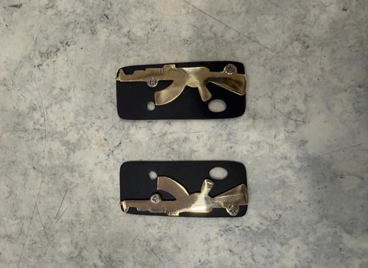 Royal enfield  gun logo ak-47 logo in brass for seat