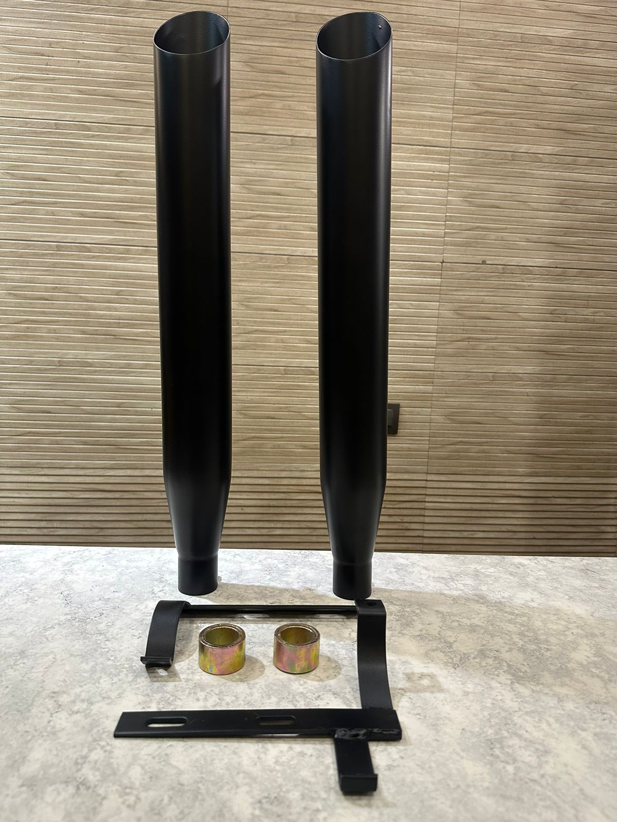 harley style exhaust with base sound  stainless steel black  exhaust for jawa perak , bobber ,  42