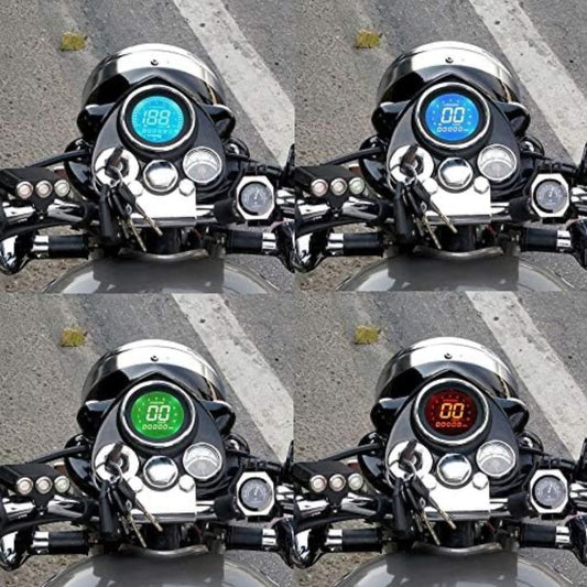 DIGITAL Speedometer with Multi color LCD Screen, Oil Gauge, 12 V FOR ROYAL ENFIELD CLASSIC ELECTRA STANDARD