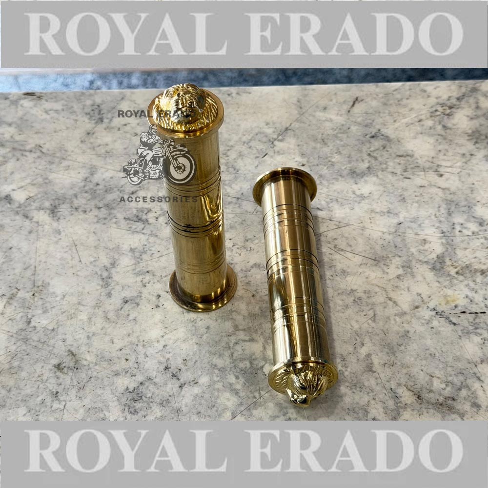 Royal Enfield Brass Grip With Lion Face For Classic Electra Standard Thunderbird Reborn Classic New Standard Meteor 350 Super Meteor 650 Hunter 350 Vintage G2 1962 Old