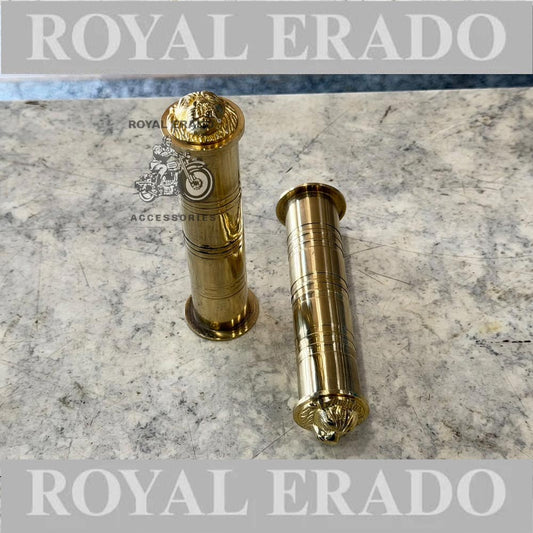 Royal Enfield Brass Grip With Lion Face For Classic Electra Standard Thunderbird Reborn Classic New Standard Meteor 350 Super Meteor 650 Hunter 350 Vintage G2 1962 Old