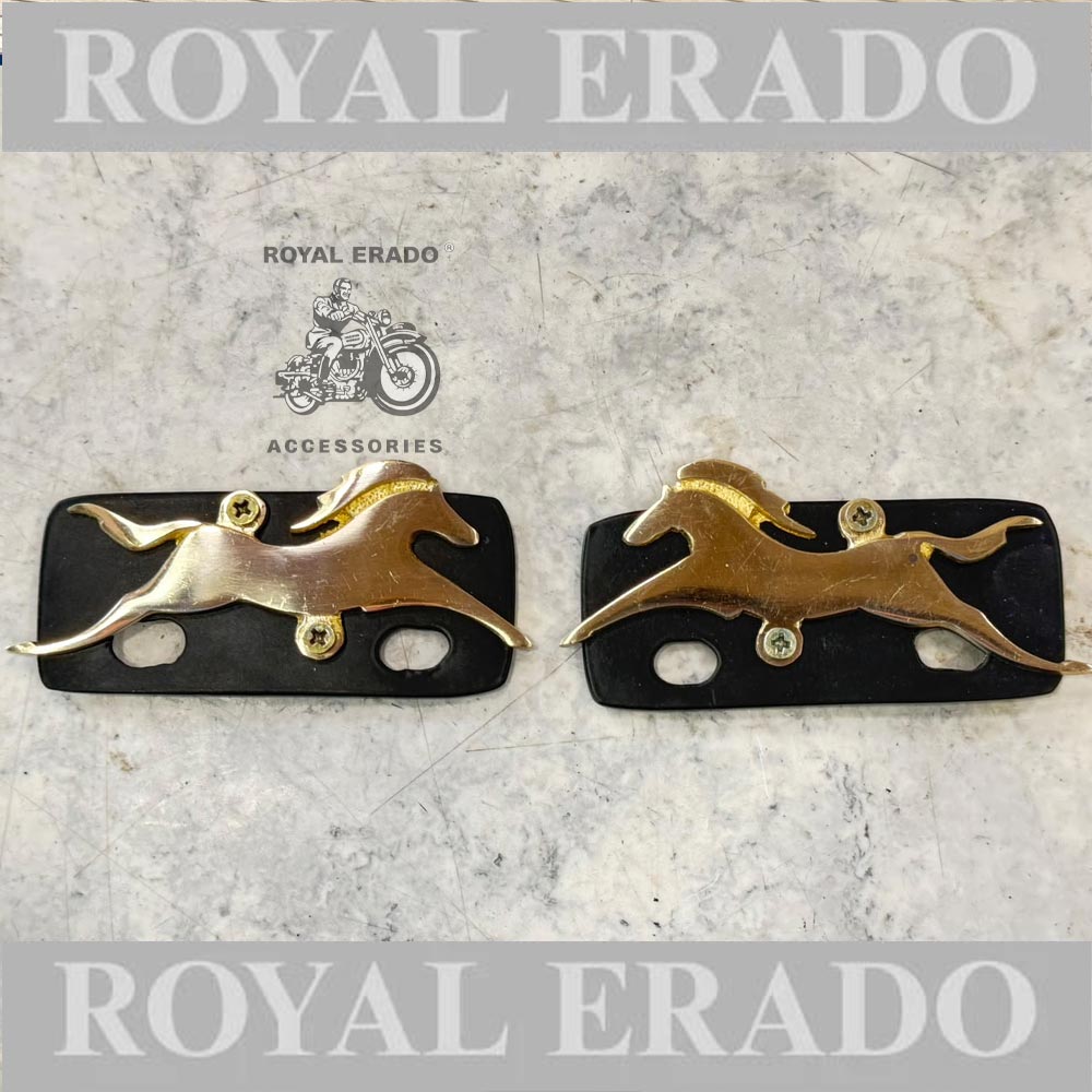 Royal Enfield Rear Seat Handle Brass Horse Monogram Logo For Classic Electra Standard Reborn Classic New Standard Battalion , Vintage G2 1962 Old Model Bullet 350