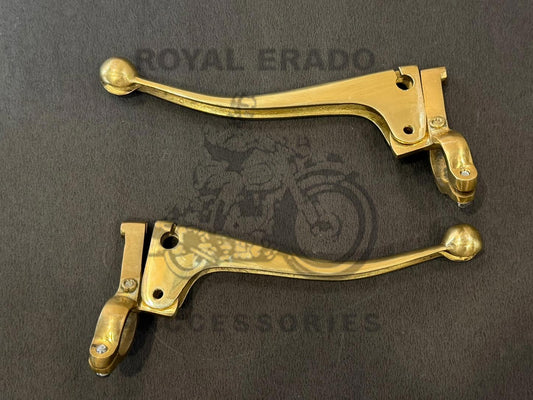 Vintage 1962 G2 Style Old Model Bullet 350 Ball Type Lever In Brass For Standard ( Non-disc Brake Bike) ( Bolts Not Included )