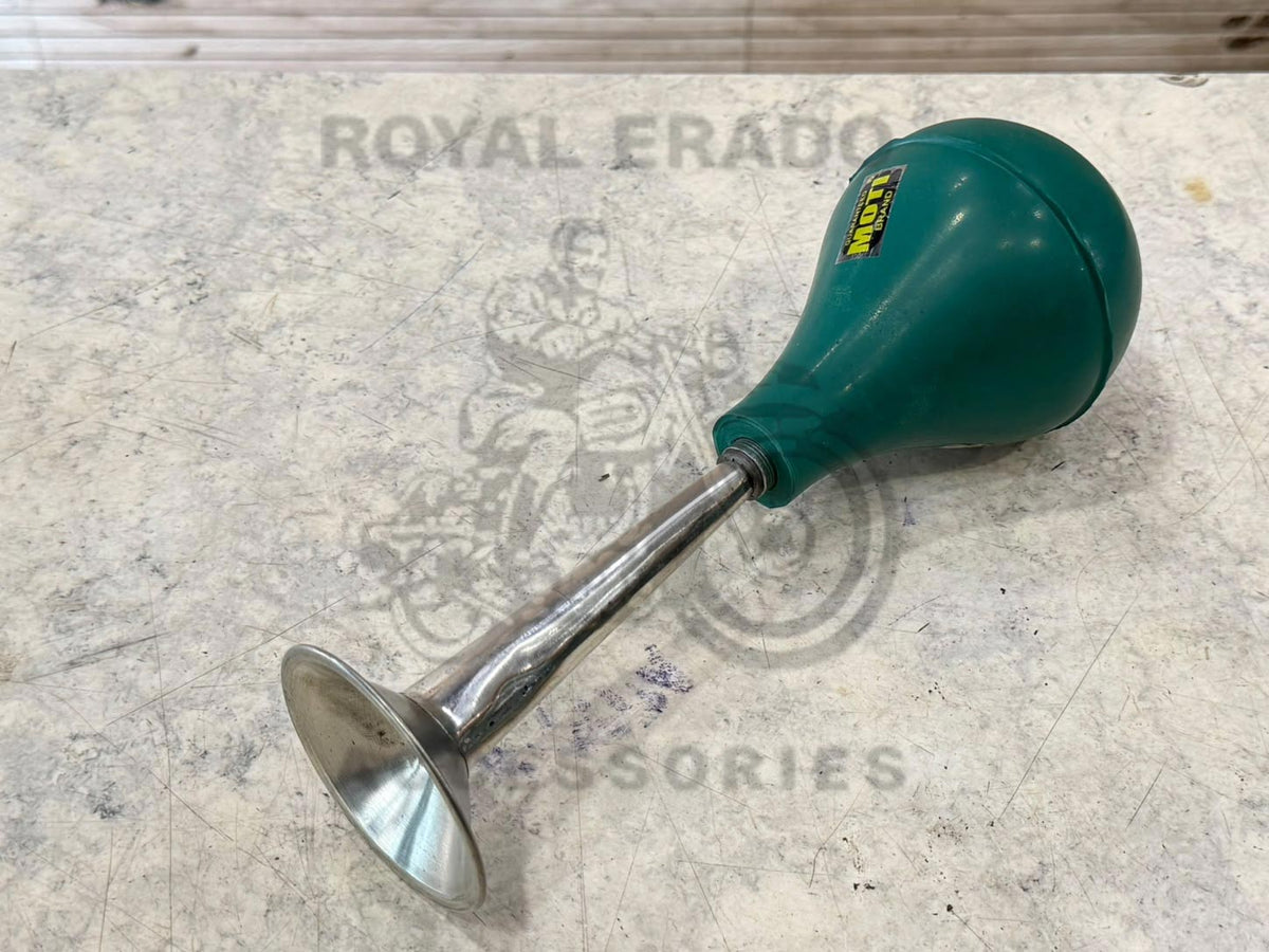 Vintage 1962 Old Model Bullet 350 G2-style Chrome Trumpet Bulb Horn (Bhopu Horn) For Royal Enfield Classic, Bullet, Electra & Standard