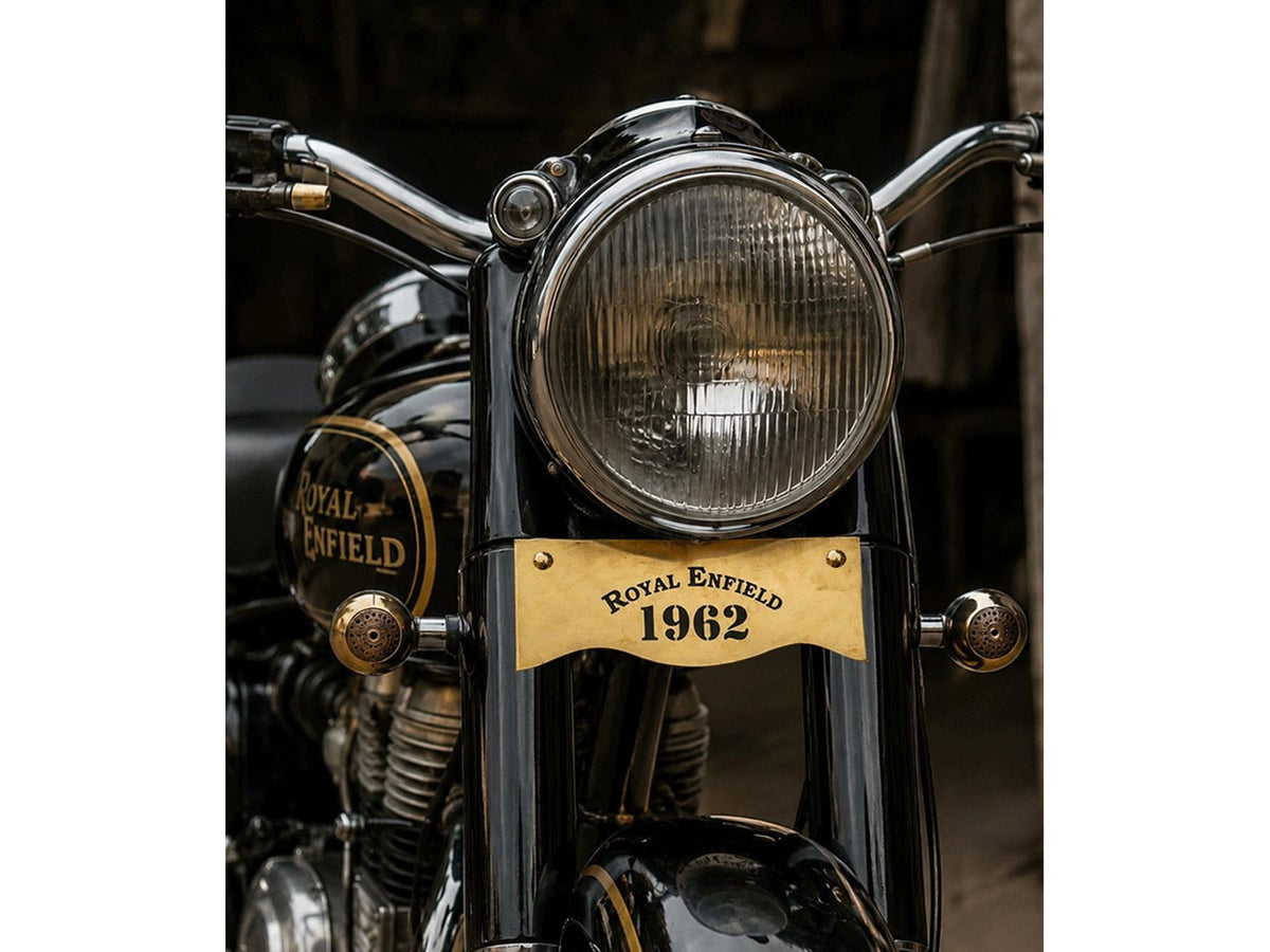 Vintage G2 1962 Old Model Standard Bullet 350 Royal Enfield 1962 Written Brass Crown Plate Number Plate