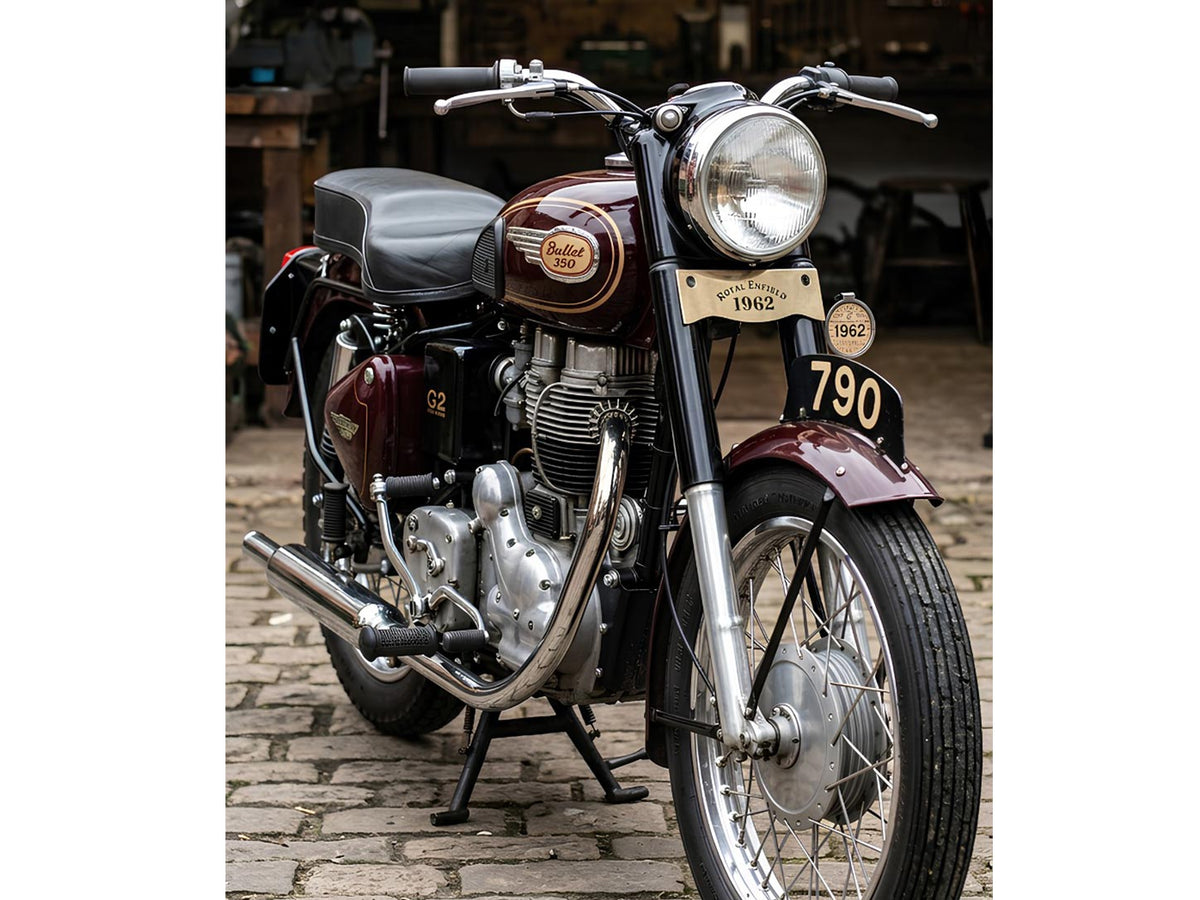 Vintage G2 1962 Old Model Standard Bullet 350 Royal Enfield 1962 Written Crown Plate Number Plate