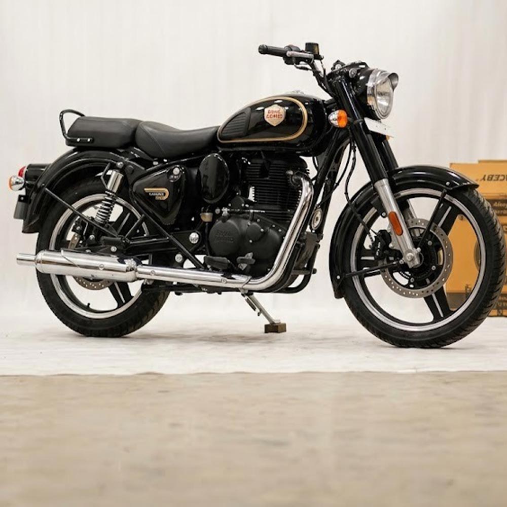 Mercedes Diamond Black Alloy Wheel For Royal Enfield Reborn Classic Double Disc And New Standard Battalion After 2022 Model (Front 19” Disc & Rear Disc 18”)