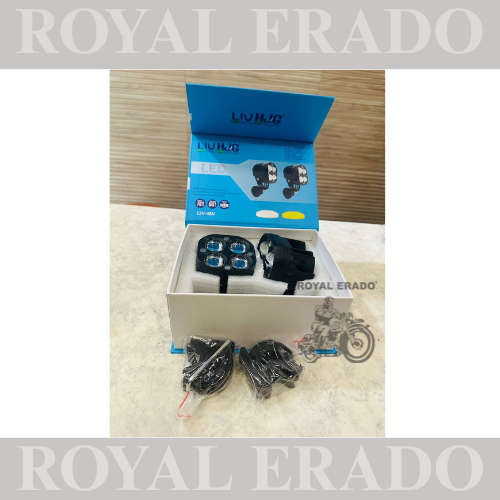 HJG 4 LED FOG LAMP  Super Bright for for royal enfield classic electra standard reborn hunter battalion meteor 350