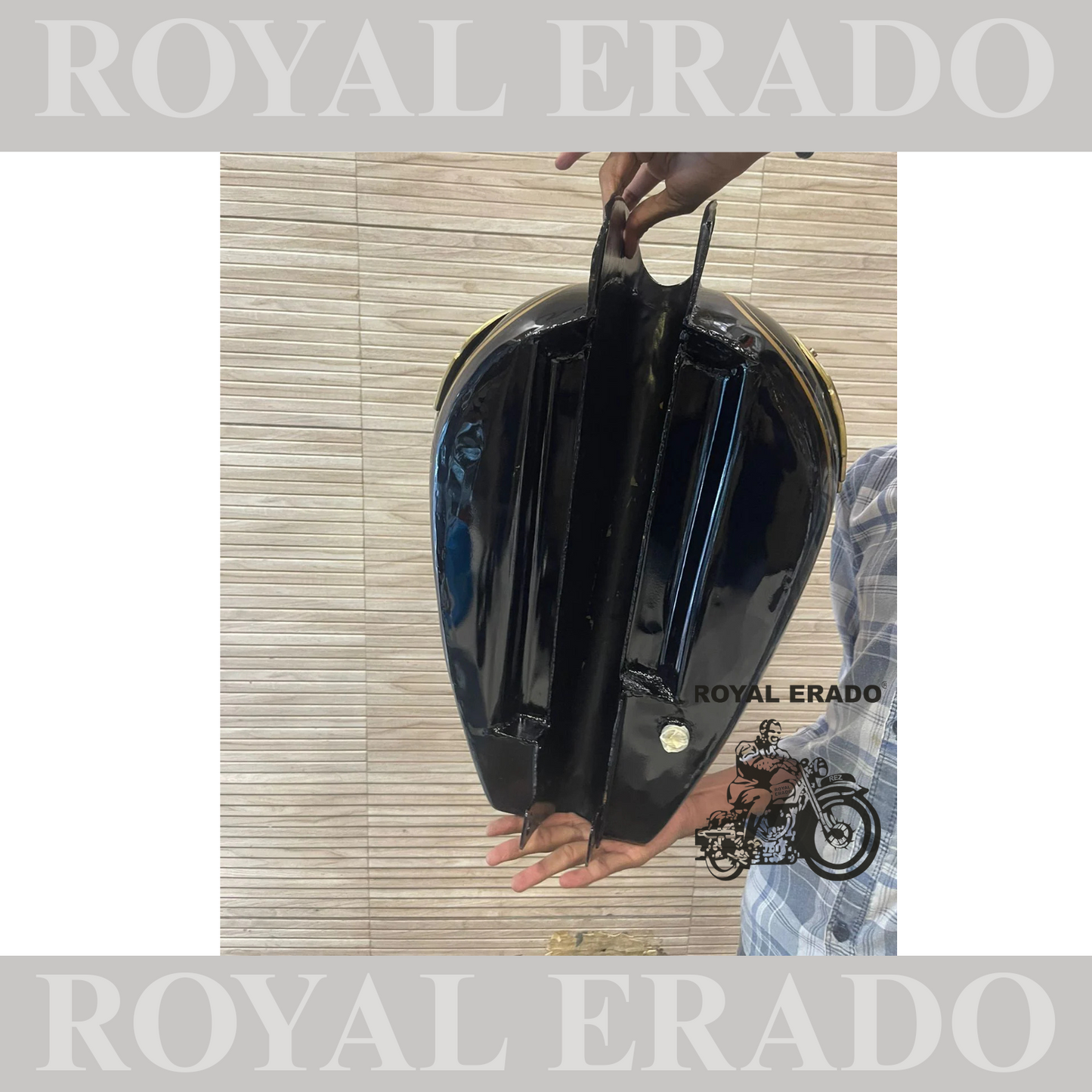 Vintage style tank and tool box for royal enfield g2 and old model standard & electra in metallic green   with brass monogram