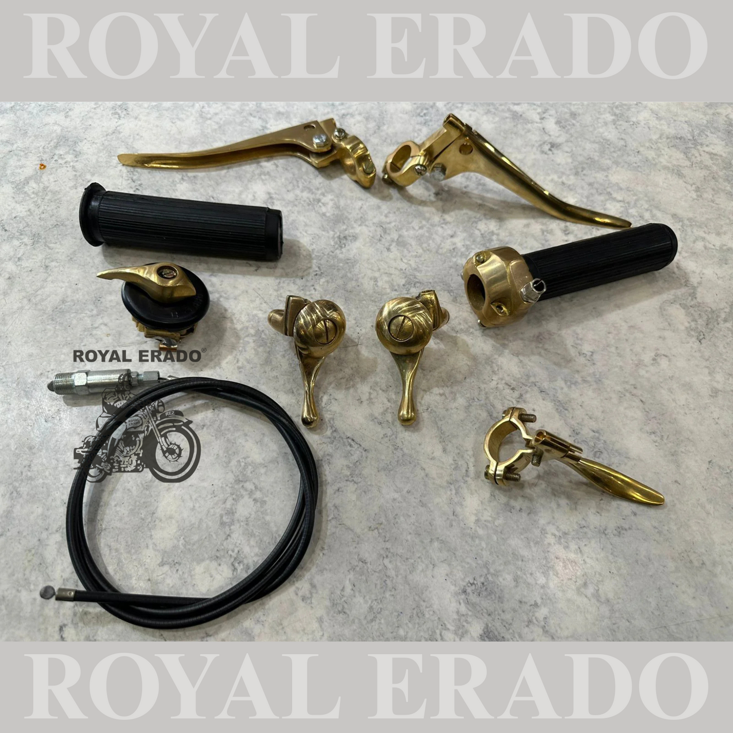 Brand New Vintage ROYAL ENFIELD Bullet Early Models handle grip ,advance & retarded lever & cable (choke lever set ), decompressor lever , clutch & brake lever , head light switch