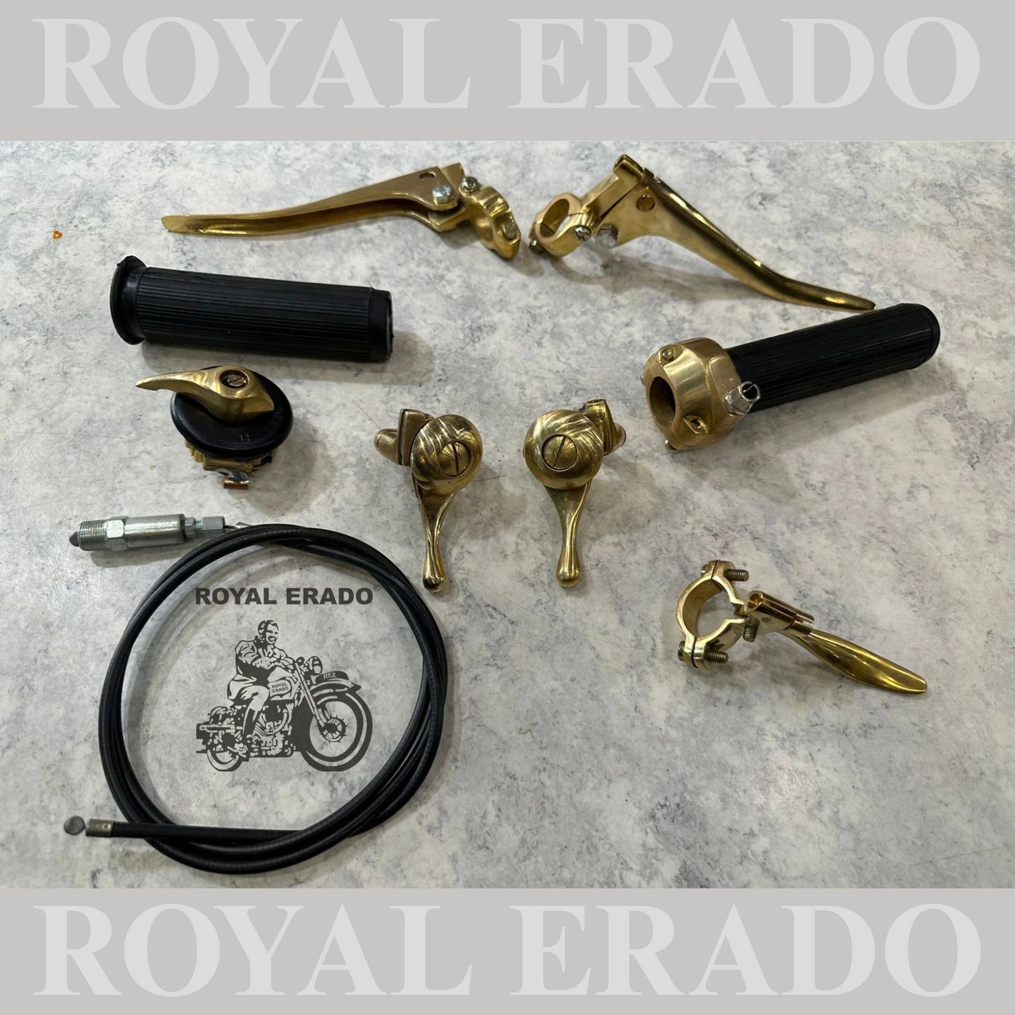 Brand New Vintage ROYAL ENFIELD Bullet Early Models handle grip ,advance & retarded lever & cable (choke lever set ), decompressor lever , clutch & brake lever , head light switch