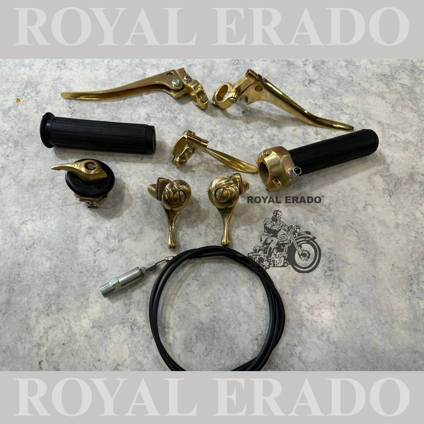 Brand New Vintage ROYAL ENFIELD Bullet Early Models handle grip ,advance & retarded lever & cable (choke lever set ), decompressor lever , clutch & brake lever , head light switch