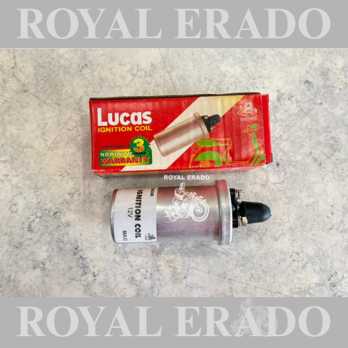 Lucas 12 volt ignition coil bottle coil for Royal Enfield, cast iron engine, standard electra old model bullet 350.