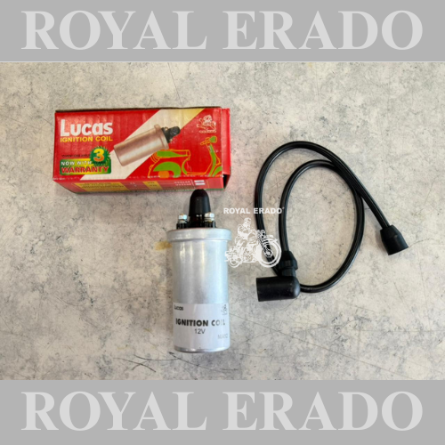 Lucas 12 volt ignition coil bottle coil with wire for Royal Enfield cast iron engine standard electra old model bullet 350.