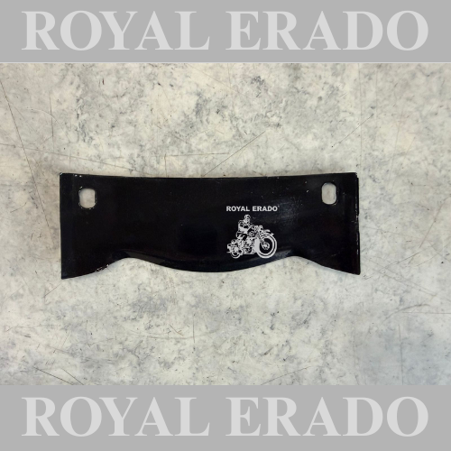 Royal Enfield black crown plate fitted instead of the front number plate for vintage G2 1962 old model Bullet 350 Electra Standard Classic.