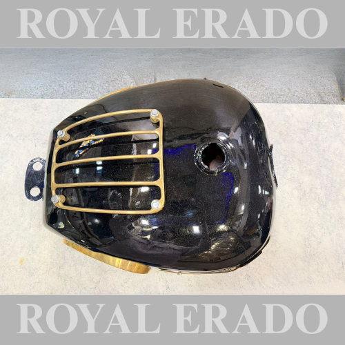 Royal Enfield Classic Electra Standard BS-3 BS-4 black tank with brass grill, brass monograms, and brass knee pads in 18 to 20 litres.
