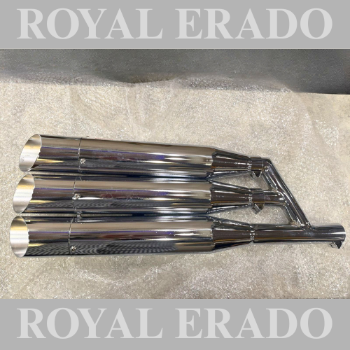 Royal Enfield Classic Electra Standard Battalion Harley style bobber chopper triple silencer exhaust with glasswool would give that base sound that can be made for Reborn Classic and new Standard Battalion also