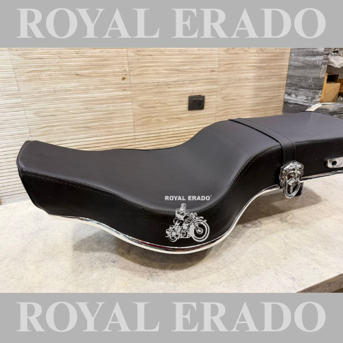 Royal Enfield new seat with lion buckle in chrome with royal seat handle for classic electra standard Reborn Battalion and vintage g2 1962 old model bullet 350