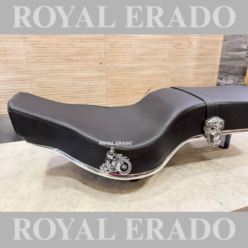 Royal Enfield new seat with lion buckle in chrome for classic electra standard and battalion reborn classic, vintage g2 1962 old model bullet 350