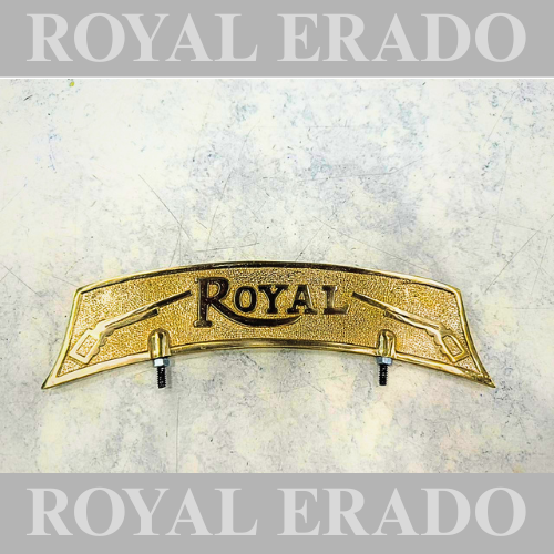 Royal Enfield brass front mudguard number plate with Royal written for Classic Electra, standard vintage g2 1963 old model, bullet 350, reborn, battalion, Meteor 350, Super Meteor 650, Hunter 350.