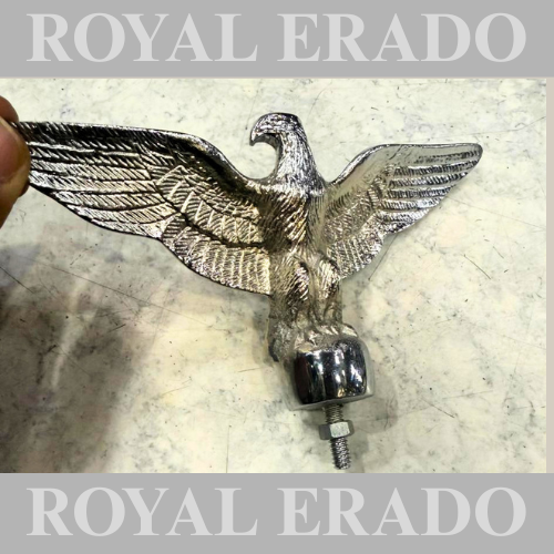 Universal chrome eagle in aluminium for front mudguard for Royal Enfield Classic Electra, New Standard Battalion Reborn Hunter 350, Super Meteor 650, Meteor 350, vintage G2 1962 old model bullet 350.