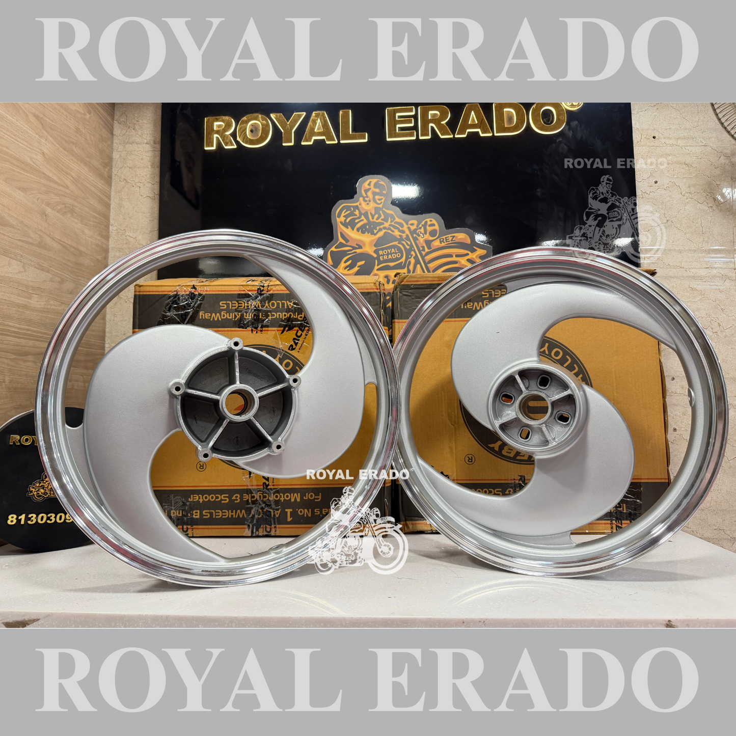 Raceby kingway 2 spoke 2S broad S silver alloy wheel for classic and thunderbird double disc front 19” disc and rear 18” disc