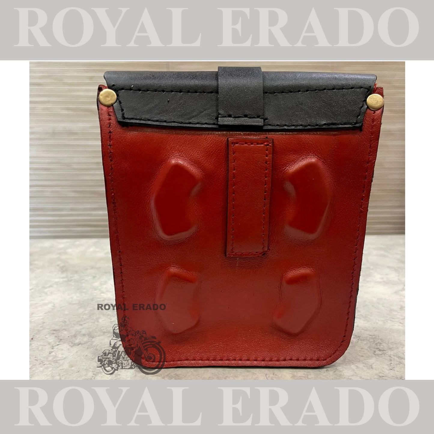 Universal Tank bag in red and black leather with magnet for Royal Enfield reborn Classic Electra Standard Meteor Supper Meteor Hunter Jawa Perak Jawa bobber