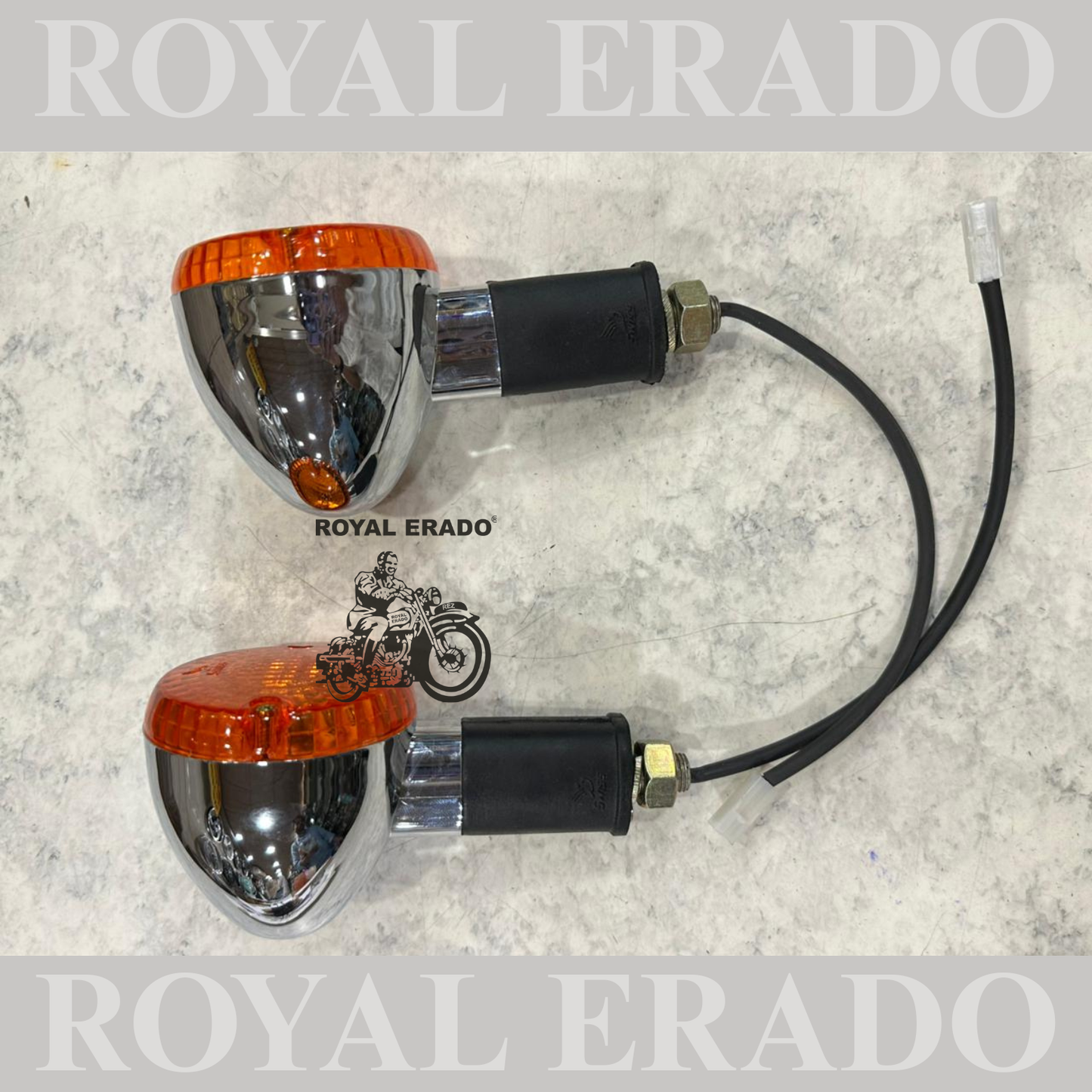 Royal Enfield chrome indicator 2 peace's with orange glass for Classic Electra and Standard and vintage g2 1962 old model bullet 350