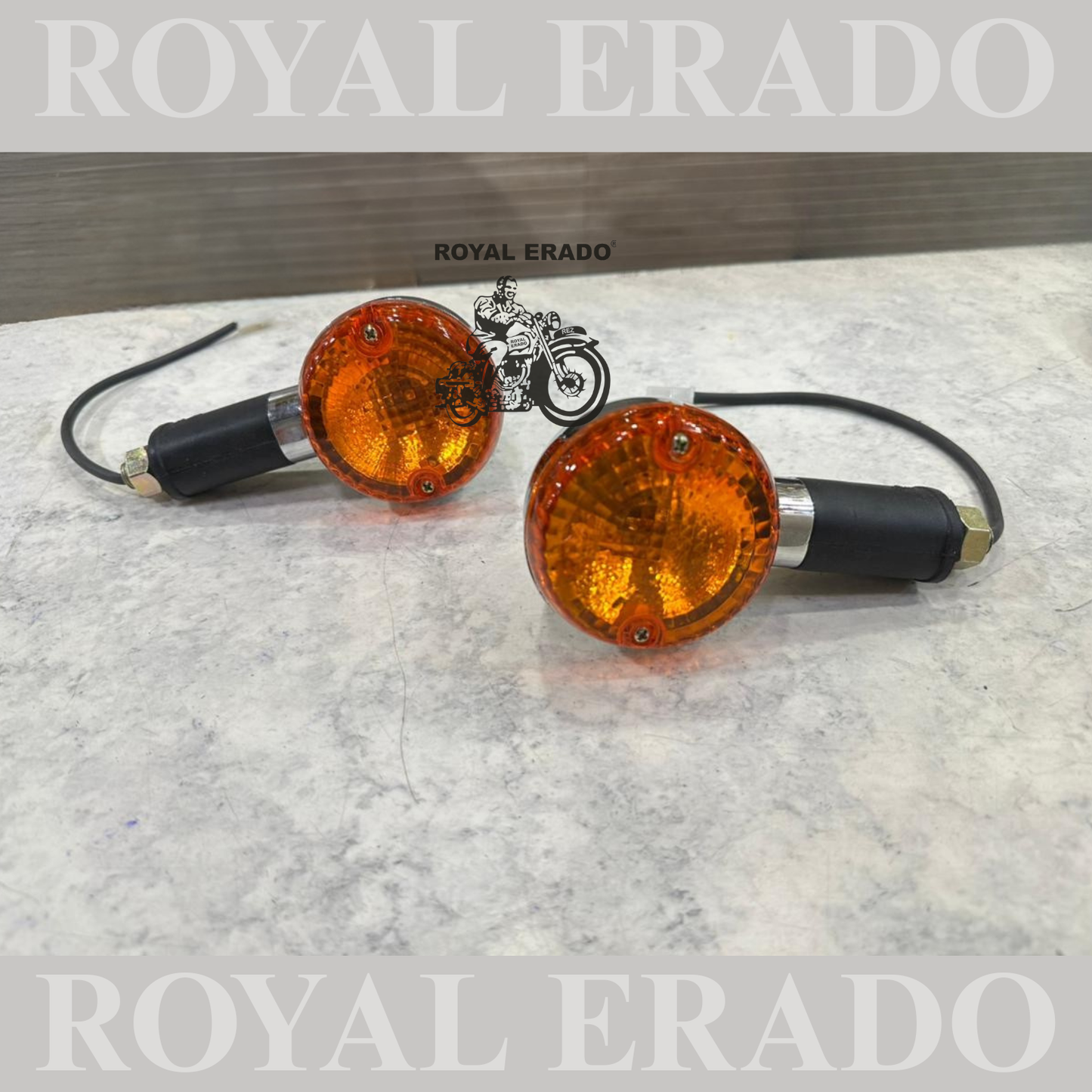 Royal Enfield chrome indicator 2 peace's with orange glass for Classic Electra and Standard and vintage g2 1962 old model bullet 350