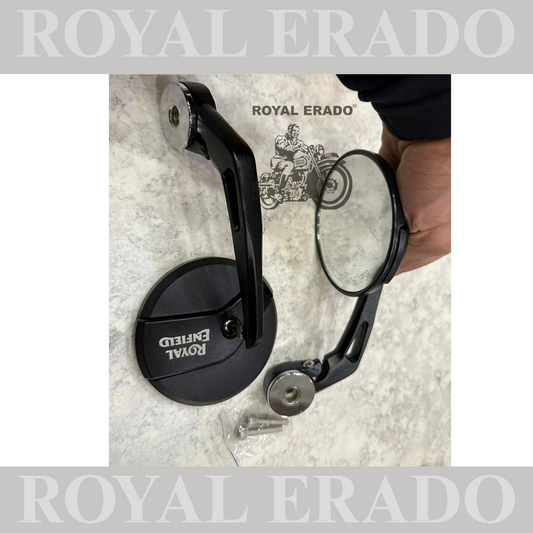 BAR END MIRROR in black  FOR ROYAL ENFIELD HUNTER , REBORN CLASSIC & METEOR 350 , classic electra standard battalion , super meteor 650