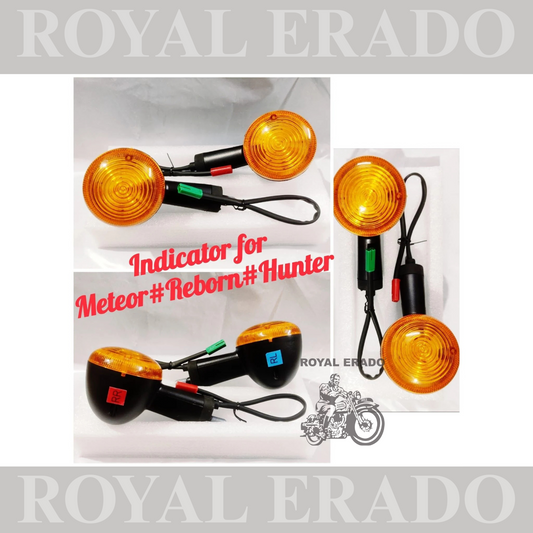 Royal enfield chrome INDICATOR FOR HUNTER 350  , METEOR 350 & REBORN classic and standard battalion chopper bobber avenger super meteor 650 SET of 2