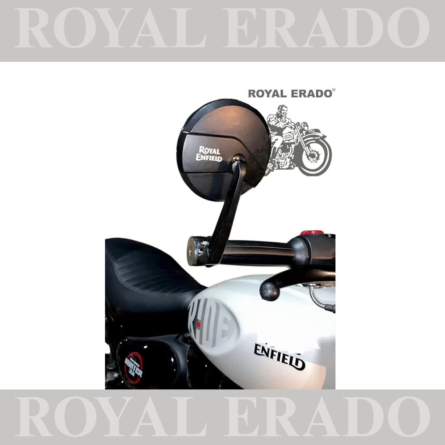 BAR END MIRROR in black  FOR ROYAL ENFIELD HUNTER , REBORN CLASSIC & METEOR 350 , classic electra standard battalion , super meteor 650