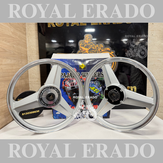 Pajero Diamond Mercedes silver Alloy wheel for Royal Enfield standard abs and electra ( front 19” disc  & rear  19” drum )
