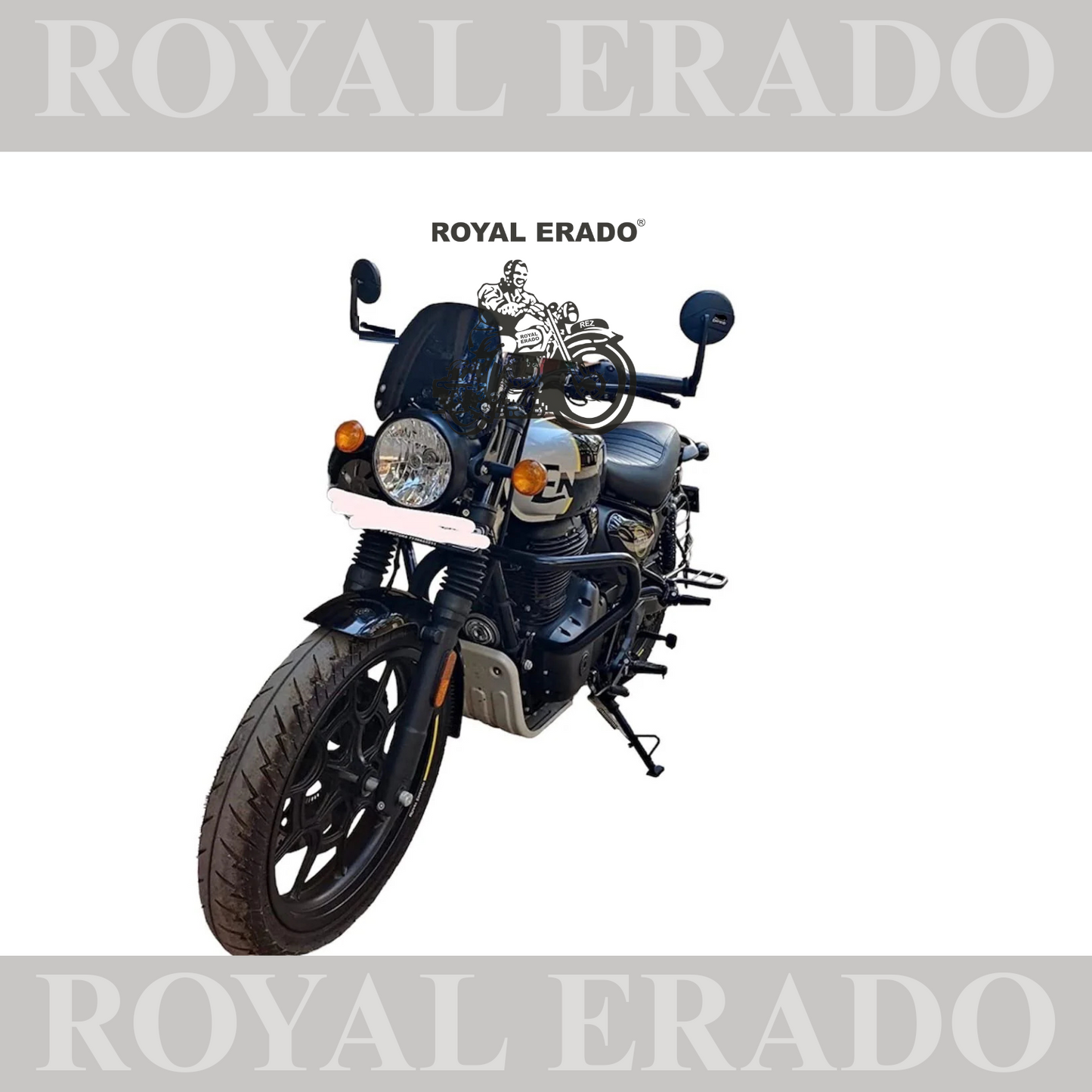 BAR END MIRROR in black  FOR ROYAL ENFIELD HUNTER , REBORN CLASSIC & METEOR 350 , classic electra standard battalion , super meteor 650