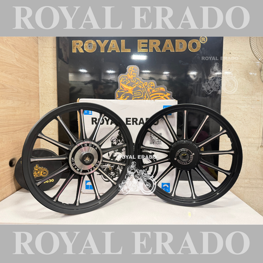 ROYAL ERADO 13 Spokes Alloy wheel for Royal Enfield standard abs and electra ( front 19” disc  & rear  19” drum )