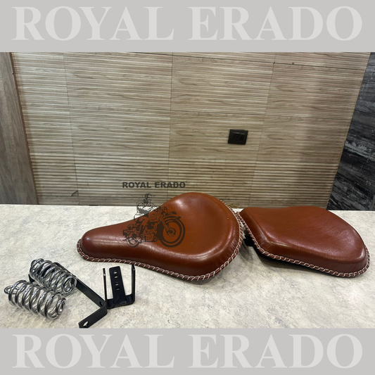 Royal Enfield vintage style Kabir Singh leather seat tan brown with spring old style g2