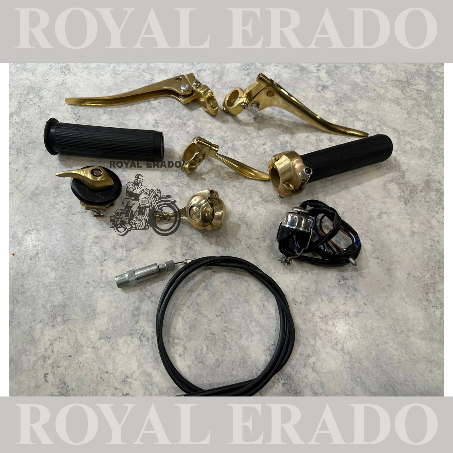 Brand New Vintage ROYAL ENFIELD Bullet Early Models handle grip , choke lever & cable , decompressor lever , clutch & brake lever , head light switch , horn dipper switch